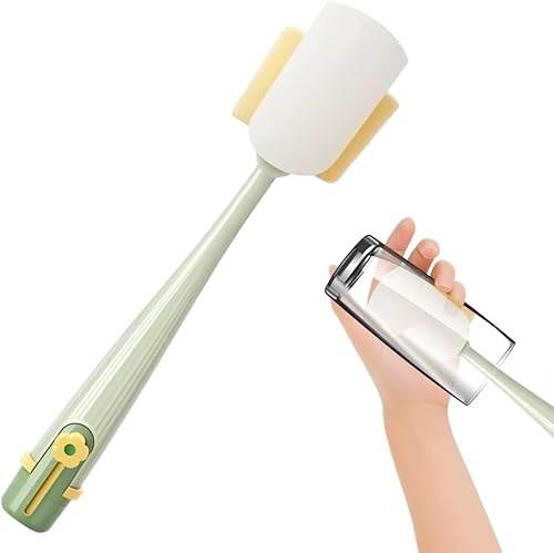 ​5-in-1 Bottle Brush Set - Multifunctional Cleaning Brush for Water Bottles, Cups & Straw, Long Handle Kitchen Brush (Green)