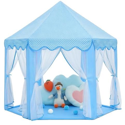 Sumbababy Carpas de Juegos para niños Princesa Castillo Tienda de campaña para niñas hexágono casa de Juegos de Hadas Juguetes para niños o niños pequeños Juegos de Interior o Exterior (Azul)