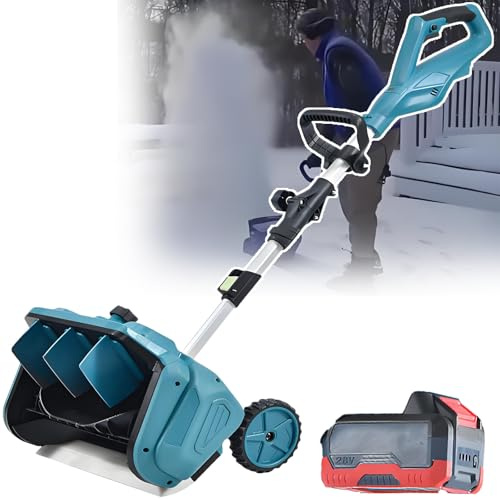 smafoseedding Spazzaneve Elettrico Senza Fili Fai da Te per Marciapiedi-Pala da Neve A 45°-Spazzaneve Invernale,profondità di Rimozione della Neve 40,7 Cm (110-130 Cm),Manico Telescopico 1battery