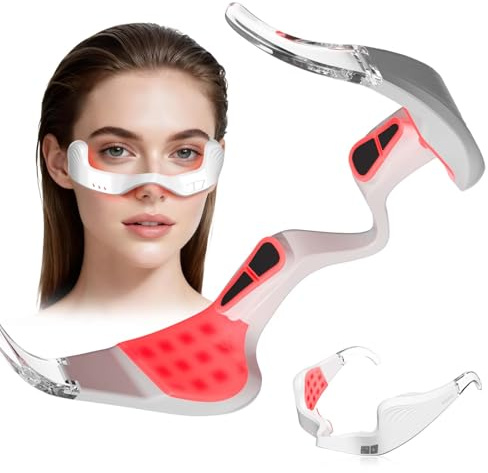Axioms Under-Eye Red Light Therapy Device, 3D Contour Microcurrent Eye Massager for Dark Circles, Puffiness and Fine Lines, Rechargeable Eye Treatment Glasses, Lightweight Design (White)