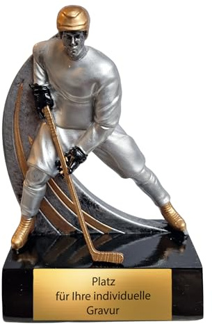 eberin Eishockey Pokal 13 cm aus Resin - Trophäe mit Gravur & Spieler Figur | Kompakter 250 g Award für Vereine, Turniere und Siegerehrungen - inklusive individuellem Gravurschild für Spieler & Teams