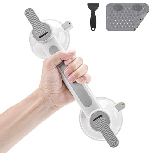 Haltegriffe für Senioren mit Saugnapf, MAX 200KG, Haltegriff Dusche & Badewanne Ohne Bohren, Abnehmbare – Rutschfester Sauggriff mit Teppich für Bad WC Treppen & Behinderte Mobilitätseinschränkungen