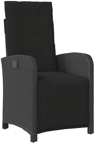 Eleganz Fauteuil de jardin avec repose-pieds réglable en rotin PE et acier revêtu par pulvérisation - Fauteuil lounge pour jardin, terrasse et balcon - Fauteuil relaxant confortable avec repose-pieds