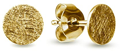 Ohrstecker eismatt rund 925 Silber, Gold, Roségold & Schwarz, 4-10 mm | handgefertigt in Deutschland, nickelfrei, eismatt-flach, fürs 2. Ohrloch, ideal als Geschenk für Damen
