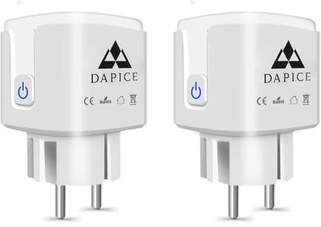 DAPICE 2 Prese Smart WiFi con Monitoraggio Consumi,Controllo Remoto APP e Vocale Alexa/Google, Presa Intelligente con Timer, Programmi Automatici e Sicurezza Ignifuga