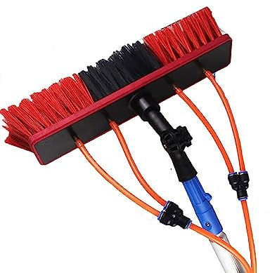 Teles Kit de cepillo de limpieza para suministro de agua, para paneles solares, limpiador giratorio de ventanas, ideal para sistemas fotovoltaicos, uso doméstico eficiente y fácil de usar