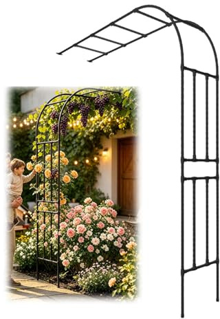Halvbåge trädgårdsspaljé 106 tum 119 cm 119 cm 150 cm 180 cm, metallklättring växtstöd, plastbelagt stålrörsbåge, halvbåge trädgårdsspaljé för utomhusbruk på väggar för uteplatser och gräsmattor