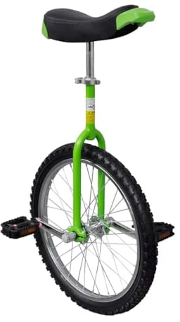 Kaloriko Monocycle Ajustable Vert Pouces en Acier avec Selle rembourrée Cadre Stable Haute réglable pour Loisir Sport entraînement Apprentissage Urbain