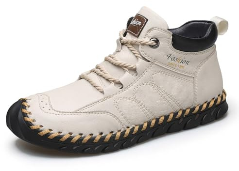 Botas de Invierno para Hombre, Estilo Informal, Cosidas a Mano, Zapatos de Exterior y Ocio, Botines de Moda, Antideslizantes y cálidos para el frío Europeo_1