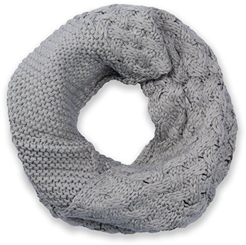 styleBREAKER Unisex stickad slinga halsduk med mönstermix, enfärgad finstickad tubhalsduk, vinter stickad halsduk 01018153, LJUSGRÅ, One size