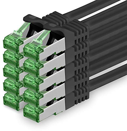 1aTTack.de Câble Réseau Cat7 Cat 7 10 GB/s - 10x 2m - RJ45 Ethernet LAN DSL Routeur Modem - Noir