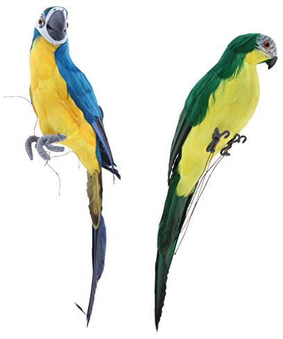 Fenteer 2pcs Künstliche Ara Vogel mit Feder Dekovogel Kunstvogel Figuren