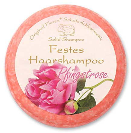 Florex Festes Haarshampoo Pfingstrose mit Schafmilch verpackt in Folie 58 g