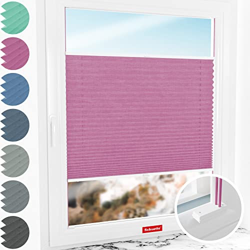 Schuette® Plissee mit Bohren zum Anschrauben ● Melange Kollektion: Magic Pink (Rosa) ● 20x80cm (Breite x Höhe) ● Suprafix Faltrollo Befestigung ● Bequeme Rollo Montage inkl. Video