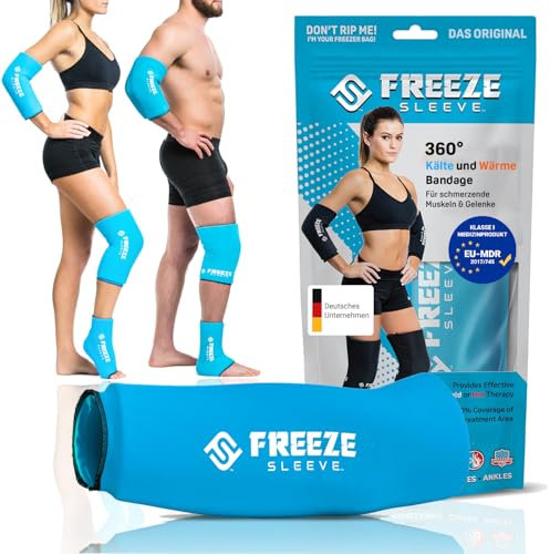 FREEZE SLEEVE Bandage rafraîchissant avec fonction chauffante. Réutilisable et tient seul, avec effet à 360°, pack réfrigérant pour genoux, coudes, articulations, aide en cas de douleurs au genou du