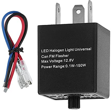 Blinkerrelais 3-polig für LED Blinker, Elektronisch Einstellbar, 12V, 0,1-150W, für Kfz und Motorrad