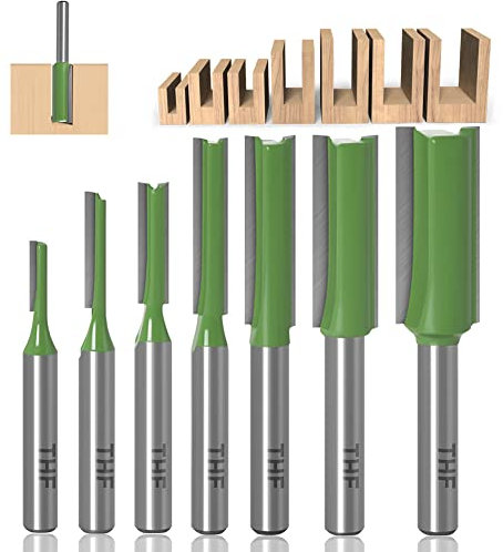 TXHF 6mm Shank Single & Double Flute Straight Router Bit Set Woodworking Trimming Cutter 3mm,4mm,5mm,6mm,8mm,10mm,12mm (7pcs )