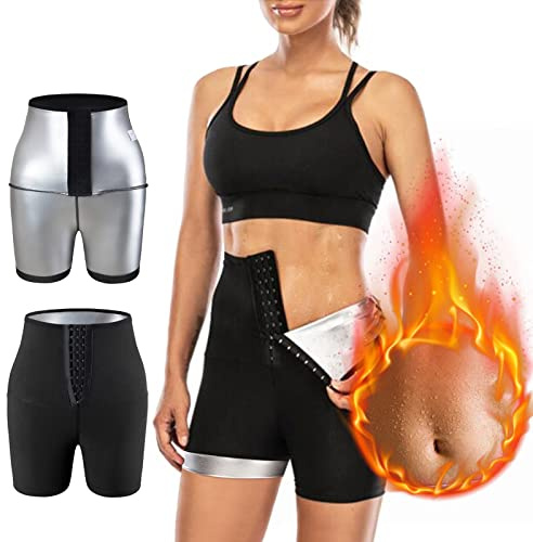 Pantalon de Sudation Femmes, Legging de Sport à Taille Haute Noir Shorts pour Accélérer Transpiration, Lifting des fesses, Obtenir Ventre Plat Anti Cellulite pour Minceur Fitness Jogging Yoga