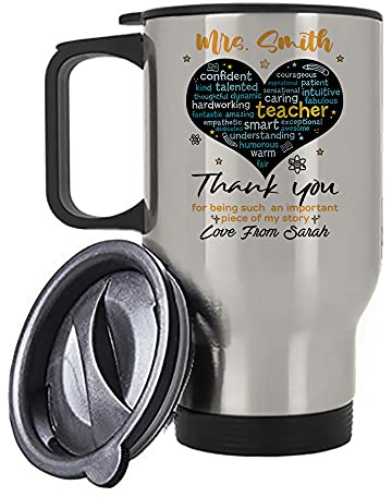 Personalised Teacher Day Gift - Thank You for Being an Important Teacher Appreciation, End of School Year, Retirement Travel Tea/Coffee Mug. (Silver)