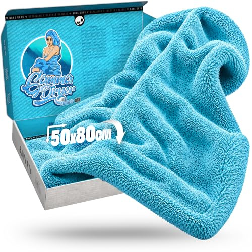 Nuke Guys Gamma Dryer XXL | Ultra saugstarkes Trockentuch 1400 GSM blau 50x80cm | Fusselfrei, abgerundete sanfte Fasern, kratzerfrei, extra groß | Premium Mikrofasertuch für Auto Motorrad Fahrrad