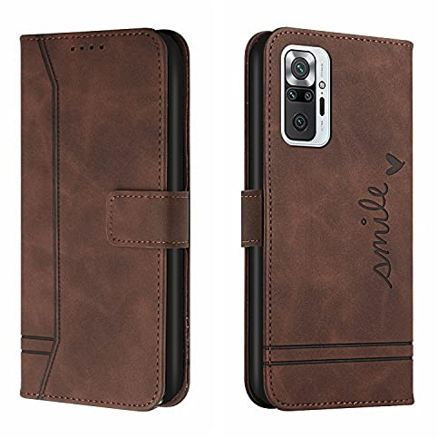 Trugox Handyhülle für Xiaomi Redmi Note 10 Pro Hülle Klappbar Klapphülle mit Kartenfach Handytasche Handy Schutzhülle Tasche Leder Wallet Flip Case Slim Book Cover - Braun
