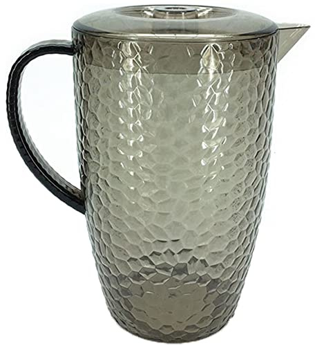Caraffa con Coperchio da 2 Litri Bottiglia brocca in plastica Chiusa bibite fresche da servire a tavola casa Bar Colazione Particolare Elegante Moderno-Grigio