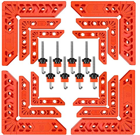 Relitec R 90 Degree Corner Clamp Clamping Square for Woodworking Positioning Squares Right Angle Clamp Tool Wood Clamps for Gluing Cabinets Picture Frames or Drawers, Set of 12（3 4 6）