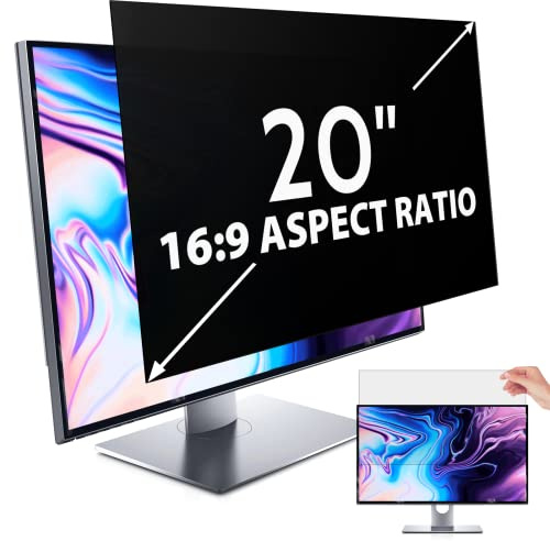 IPROKKO Laptop Privacy Screen 20 Inch for Hp/Dell/Acer/Lenovo/ThinkPad/Samsung/Asus/Sony, Removable 16:9 Aspect Laptop Shield, Anti Blue Light Glare Filter