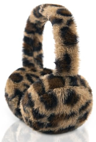 SEYUFN Faltbare Ohrenwärmer Damen Winter Plüsch Ohrenschützer Kinder Weiche Warm Halten Ohrenwärmer Mädchen Jungen Niedliche Ohrwärmer (A-dunkler leopard)