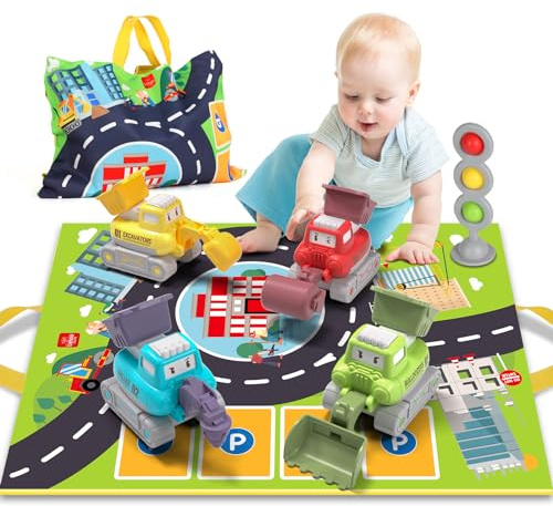Lehoo Castle Toddler Toys for 1 2 3 Year Old Boys, Kids Construction Tractor Toys, Digger Toy Cars for 1-3 Year Old Baby, 1st Birthday Gifts for Boy Girls