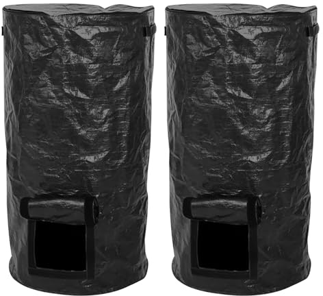 CADUFUELLY 2 Pack Compost Bin Outdoor Bag 34 Gallon Organic Compost Bins Bags and Compostable Kitchen Waste Degradable, Reusable Garden Yard Waste Bag