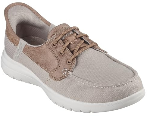 Skechers Damen On-The-go Flex Palmilla Brogues, Taupe Textile, 39 EU