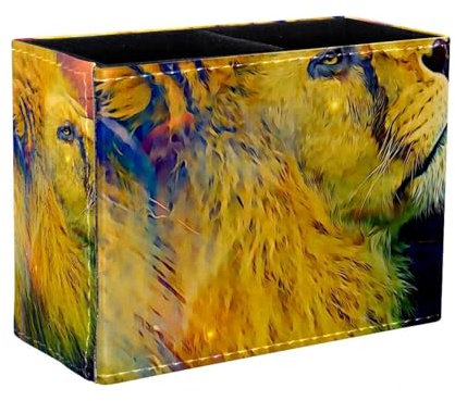 Eslifey Pen Holder Square Pencil Holder for Desk, Digital Graphics Lion Mane Pen Pot Pen Cup Makeup Brushes Holder Stand Display Desk Stationery Organiser for Home Office School