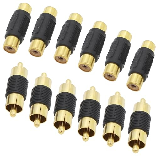 Exgoofit RCA Adapter - 6pcs Female to Female & Male to Male Gold Plated Couplers for Phono, Speaker, Amplifier & RCA Cable Extension