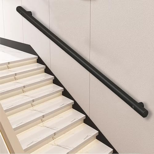 Lanmmraifc Edelstahl-Handläufe für Treppen, Moderne Treppengeländer für die Wandmontage im Innen- und Außenbereich, Heimdekoration, Treppendeck-Handläufe, Mattschwarz (Size : 150cm)