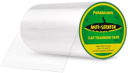 Petslucent Cat Anti Scratch Tape - Door Protector from Dog Scratching, Clear Training Self Adhesive Tape for Carpet, Sofa, Couch, Door (20CM X 5M)