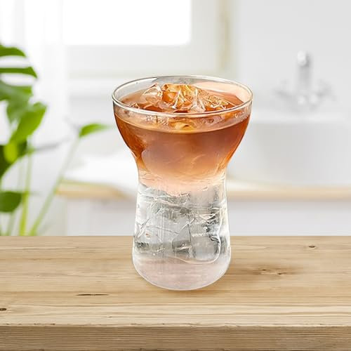 2 Tazas de Vidrio Transparente de 13.5 Oz, Taza de Café de Cintura, Taza Americana Helada, Taza de una Sola Capa, Taza de Bebida Helada Moderna para Jugo, Cerveza, Vino, Champán, Cóctel, Hogar, Cocina