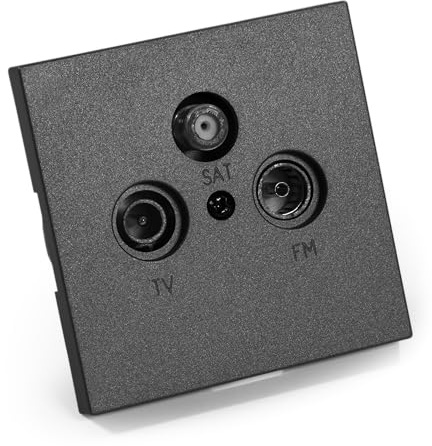 MC POWER Antennendose Unterputz | Shallow | UP Antennensteckdose Fernsehdose Sat Dose, Anschlussdose für TV Radio Sat, anthrazit