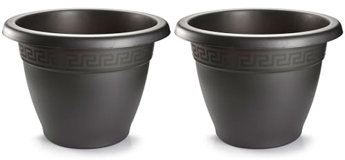 Acan Tradineur - Pack de 2 Macetas Redonda Terracota - Fabricado en Plástico - Macetero Apto para Exterior e Interior del hogar - Ø 60 cm - Color Antracita