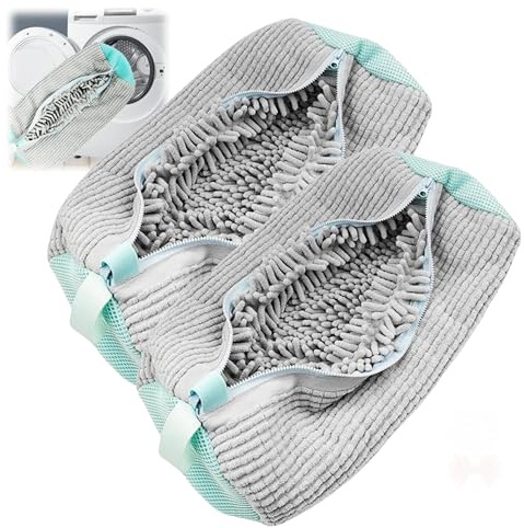 Schuhe Waschbeutel 2024 Sneaker Waschreinigungsbeutel Wäschesack, Schuhwaschbeutel, Langlebiger und wiederverwendbarer Waschbeutel, für Waschmaschine und die Reise, Gray 2PCS
