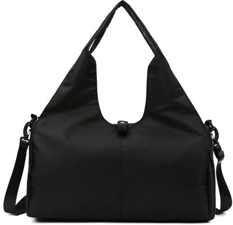 FANSU Yogatasche für Matte und Zubehör, Yogatasche Damen Wasserdicht Sporttasche mit Schuhfach Groß für Sport, Gym, Yoga Pilates (50x25x20CM,907# Schwarz)
