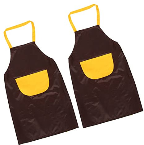 PLAFOPE 2stücke Wasserdichte Kinderschürze Malschürzen Für Junge Mädchen Pvc-beschichtet Küchenschürze Kaffee Leicht Zu Reinigen