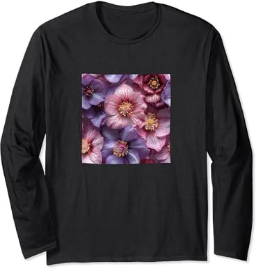Motif floral hellébore Manche Longue