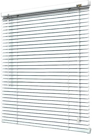 Jalousie, Aluminium, Metall, 25 mm, Lamellen, Verdunkelung, horizontale Schattierungen für Fenster, Anti-UV-Schutz, wasserdicht, Lichtanpassung, Weiß, 80 x 200 cm