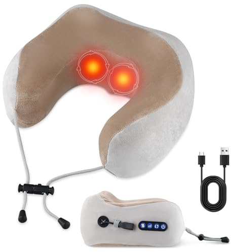 Aofesel Nackenmassagegerät mit Wärme, Kabelloses Nackenmassagegerät, Massagegerät Nacken Schulter für Heimauto und Büro, U-förmiges Massagekissen für Nacken Entspannen Schmerzlinderung