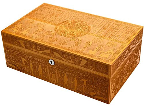 WOYZDQ Geschenk Mit Zedernholz ausgekleidete Zigarrenkiste, Schreibtisch-Aufbewahrungsbox für 75 Zigarren, exquisiter Zigarren-Humidor mit Hygrometer und Luftbefeuchter Zigarren Humidore