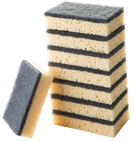 FRCOLOR 8pcs Multi-Purpose Kitchen Cleaning Sponge Wash Scouring Pad Use for Dishes Utensils Kitchen Bathroom