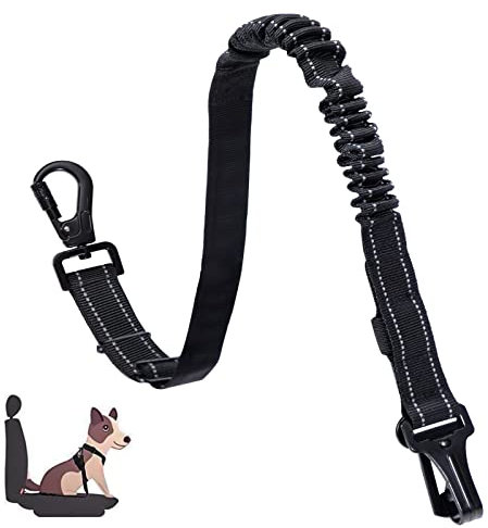 Tunejoy Hunde Sicherheitsgurt Einstellbar Hundegurt Sicherheitsgeschirr Anschnallgurt Hund Auto mit Ruckdämpfung und Karabiner für Alle Hunderassen Geeignet