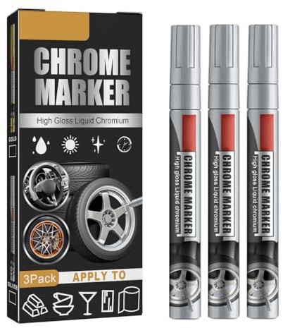 Bolígrafo de Pintura para Reparación de Rayaduras de Coche, Marcador Líquido de Alto Brillo, Oro Cromado y Plata para Pintura para Colorear Neumáticos de Coches (B)