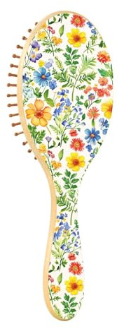 Brosses à cheveux en bois - Fougère argentée - Beauté - Fleurs - Brosse en bois pour cheveux - Brosse de massage en bois